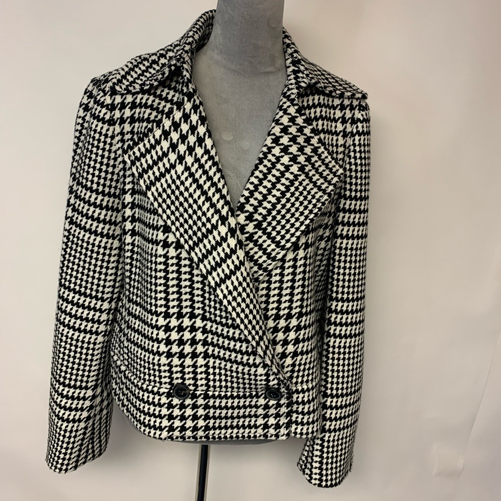Liz Claiborne Jacket Bomber Plaid Double Breasted Sophisticated Preppy Womens L